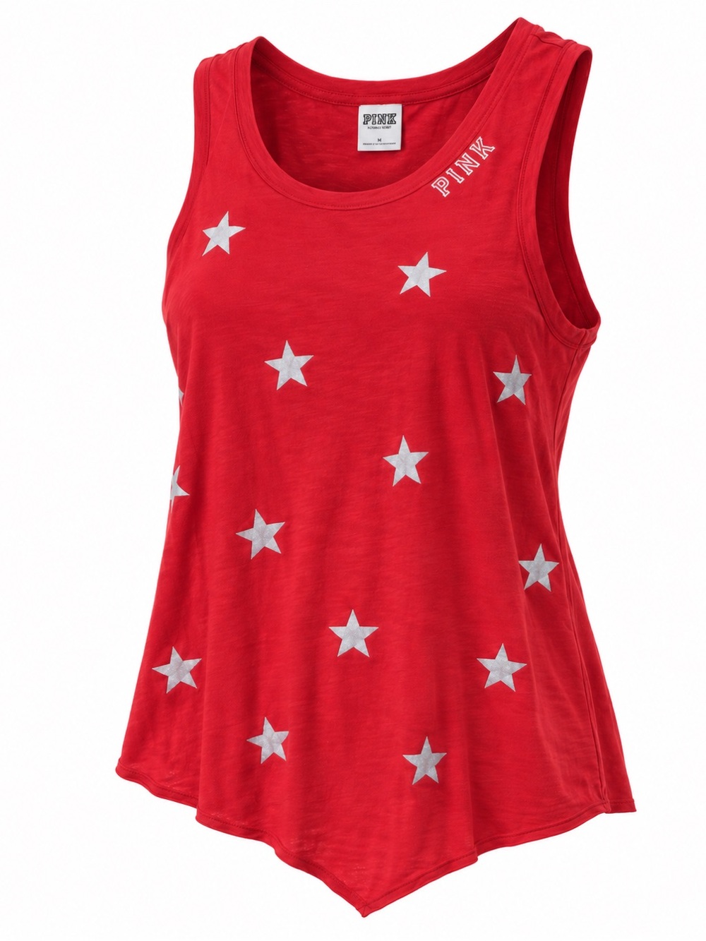 PINK Victoria's Secret Red Tank Top with Silver Star Print